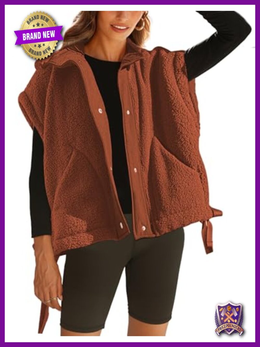Sherpa Fleece Oversized Sleeveless Vest
